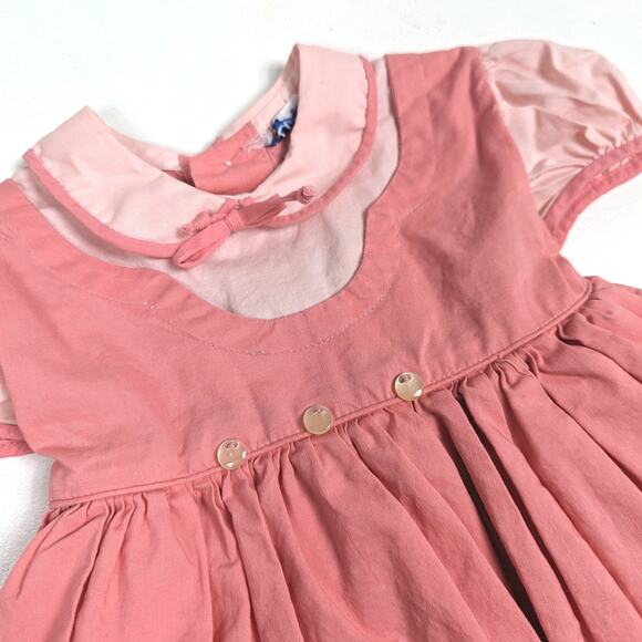 Vtg Love Dress 60s Baby Girls Sz 6-12m Full Circle Salmon Pink Classic - Picture 3 of 9